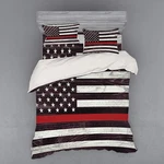 Patriotic American Flag Bedding Set, 4-PIECE Queen Duvet & Fitted Sheet. Fixed Price $149.99.