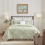 Laura Ashley Home King Quilt Set, Cotton Reversible Bedding With 2 Shams. Fixed Price $179.38.
