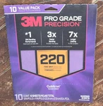 3M Pro Grade Precision 10CT Sanding Sheets *220 Grit* 9" X 11" #SHR220-PGP-10T. Fixed Price $16.99.