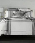Hotel Collection Linen Plaid F/queen Duvet COVER+2STAND.SHAMS+DECORATIVE Pillow. Fixed Price $335.00.