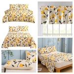 Dada Bedding Yellow Fleur Golden Orange Botanical Ivory Duvet Cover & Fitted Fla. Fixed Price $167.99.