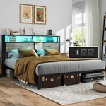 Bed Frame King Size Metal Platform With Storage Headboard And Charging Station. Fixed Price $128.24.