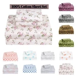 4-PIECE Bed Set 100% Cotton Flat Fitted Queen Deep Pocket. Fixed Price $37.00.