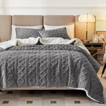 3-PIECE Fluffy Faux Fur Sherpa Comforter Set Gray, Queen Size Luxury Tufted B.... Fixed Price $46.01.