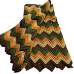 Vtg Afgan Throw 70" X 57" 70S Retro Style Zig Zag Chevron Ripple Design Boho. Fixed Price $34.99.