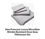 New Purecare Luxury Microfiber Wrinkle Resistant Dove Gray Pillowcase Set. Fixed Price $19.99.