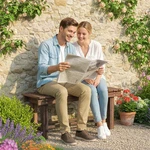 Outsunny Wooden Garden Bench 0.8" Seater 35.4", Carbonized. Fixed Price $59.99.