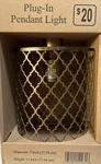 Old East Main Co Plug-in Pendant Light Metal Geometric Shade Antique Pewter. Fixed Price $20.00.