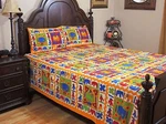 Multicolor Tribal Print Cotton Bedspread Pillow Sham Set - Ethnic Queen Bedding. Fixed Price $44.79.