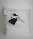 Rh Restoration Hardware Framed White & Caramel Linen Full Queen Duvet Cover. Fixed Price $345.00.