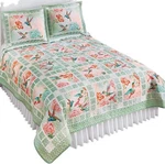 Quilt Hummingbirds & Flowers Patch King. Fixed Price $60.00.