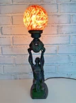 Art Deco Joan Of Arc Spelter Table Lamp Glass Globe Belle Specialty 1920S. Fixed Price $950.00.