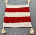 Throw Pillow Cover Square 17"X17" Beige Woven Coastal Boho Textured Tasseled. Fixed Price $22.48.