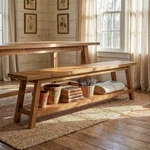 63 Solid Wood Dining Room Bench, Farmhouse Kitchen With Storage Shelf. Fixed Price $149.99.