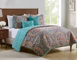Vcny Home Yara Medallion 5 Piece Reversible Quilt Set, Full/queen, Aqua T4103476. Fixed Price $49.99.