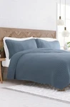 Ienjoy Home 3-PIECE Quilt Set Full Queen Dusk Blue Stripe Stitch Microfiber Open. Fixed Price $35.99.