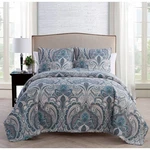 3PC King Lawrence Pinsonic Reversible Quilt Set Blue - Vcny. Fixed Price $12.99.