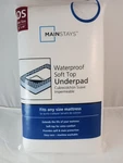 Mainstays Waterproof Soft Top Underpad One Size 35"X48", Fit Any Mattress. Fixed Price $10.25.