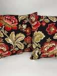 Hampton Bay Outdoor Throw Pillows Set Of 2 Jacobean Floral Black Red. Fixed Price $29.95.
