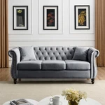 3 Seater Chesterfield Velvet Sofa Button Tufted Couch Rolled Arms Nailhead Trim. Fixed Price $476.99.