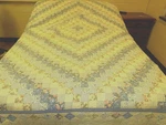 Vintage Cotton Quilt, Trip Around The World, 108X96, King Size, Diamond & Floral. Fixed Price $189.95.