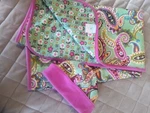 Vera Bradley Baby Rec. Blanket/hat Tutti Frutti Reversible Green Floral Paisley. Fixed Price $29.50.