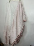 Lambs & Ivy Pink Linen Crib Skirt Pom Trim Cottagecore Baby Nursery Bedding. Fixed Price $35.00.