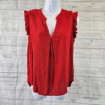 Universal Thread Womens Top Sz Small Solid Red Sleeveless V-neck Rayon Blend. Fixed Price $12.59.