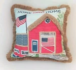 "home Sweet Home" Pillow With Red Barn & American Flags. Fixed Price $18.00.
