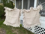 Pair Wamsutta Vintage Linen Ruffled Pillow Sham Beige Euro Cottage Farmhouse. Fixed Price $68.00.