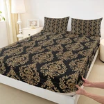 Damask Fitted Sheet Queen Size Antique Victorian Baroque Bedding Set For Adul.... Fixed Price $48.40.