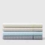 Hudson Park Flat Sheet Blue Grey White Printed Tiles Twin Pima Cotton 500 Tc New. Fixed Price $69.99.