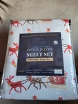Flannel Sheet Set Holiday-santa Sleigh Ultra Soft 15-INCH-DEEP Pocket Queen 4 Pc. Fixed Price $45.99.