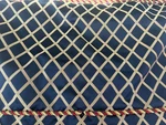 Navy Blue & Gold Diamond Pattern Pillow Shams Custom Oversized With Rope Detail. Fixed Price $50.00.
