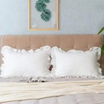 Cotton Chambray Ruffle Pillow Cushion Set Of 2, Washable (standard 20X26 Inches). Fixed Price $36.99.