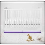 Bacati Crib Skirt Toddler Bed Cotton 13 In Drop White Purple Border Band. Fixed Price $21.99.