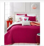 Martha Stewart Whim Pom Turnabout Lipstick Pink Quilted Full/queen Coverlet Set. Fixed Price $69.99.