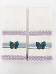 2 Yves Delorme Tea Dish Towel Embroidered Butterfly. Fixed Price $48.00.