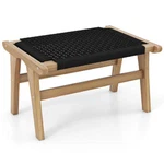 Indoor Outdoor Ottoman Footstool Teak Wooden Rest With Handwoven Cordage -. Fixed Price $268.49.
