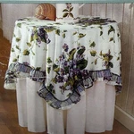 Waverly Garden Room Tablecloth 36" Round Sweet Violets Ruffle Topper Nwt. Fixed Price $49.99.
