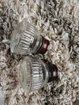Pair Of Diamond Crystal Finials Dark Brown Screw-on Curtain Drapery Rod Ends. Fixed Price $19.99.