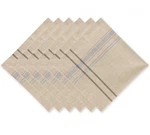 Design Imports Dii Grey French Stripe Beige Dinner Napkin 20" 6 Pcs Cotton New. Fixed Price $21.79.