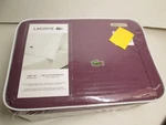 New Lacoste Light Weight Elegant Percale Solid Cotton Full Sheet Set Plum. Fixed Price $55.00.