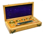 Vintage August Sauter Brass Weight Set 1GM To 100GM With Wood Case. Fixed Price $45.00.