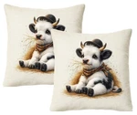 Set Of 2 - Throw Pillows (with Inserts) Highland Cow 18" X Home Decor DZ001. Fixed Price $44.99.