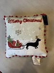 City Chic Dachshund Raindeer Beaded Christmas Pillow 12X12 Nwt. Fixed Price $24.00.