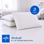 Lot 3 Medline Medsoft Fluid-proof Hospital Pillows, Wipeable Vinyl, 20" X 26". Fixed Price $36.69.