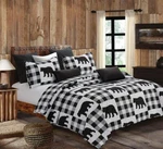 Virah Bella - Buffalo Bear Plaid White Lightweight Quilt Set With Pillow Shams. Fixed Price $79.95.