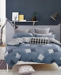 Geo Stripes Cotton Bedding Set: 1 Duvet Cover 2 Pillow Shams Queen/king/cal. Fixed Price $54.98.