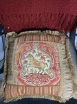 Sherry Kline East India Stripe, Jacquard Bedroom Throw Pillow Gold & Orange. Fixed Price $25.00.